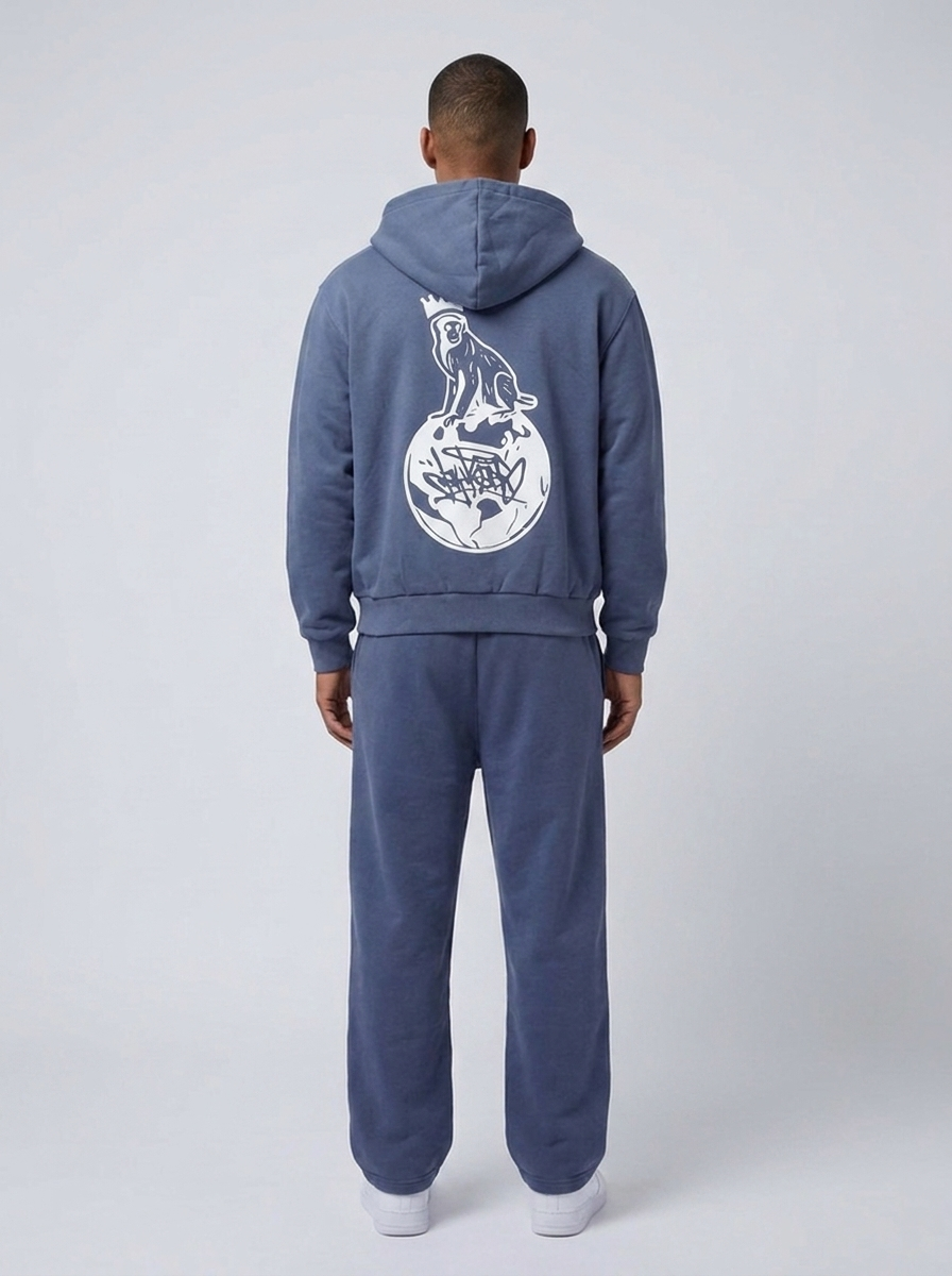 Off-Blue Zip Hoodie Jacket