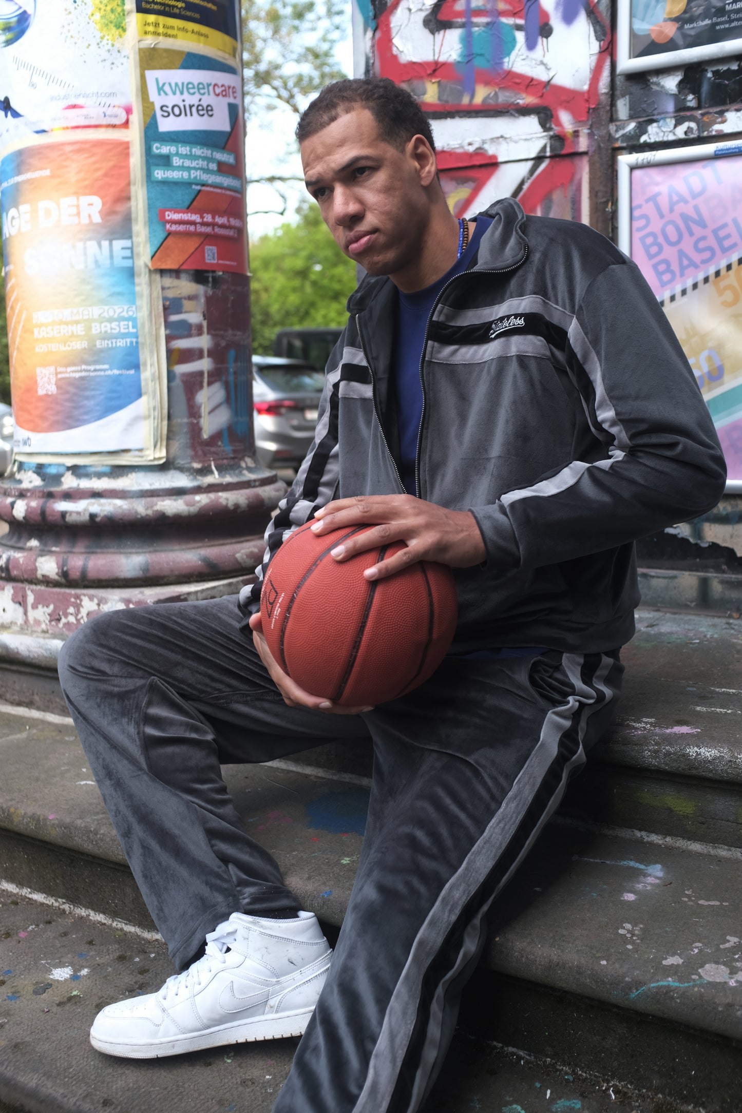 Grey Velour Tracksuit