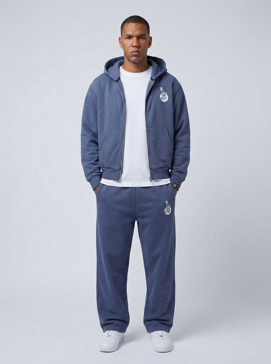 Off-Blue Zip Hoodie Jacket