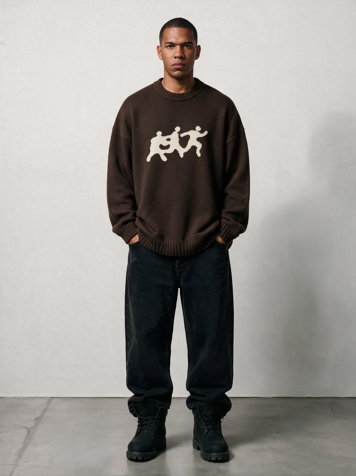 Knitted Logo Sweater Brown